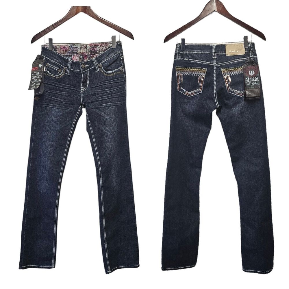 Adiktd Western Cowboy Rodeo Boot‎ Cut Stretch Low Rise Jeans 2